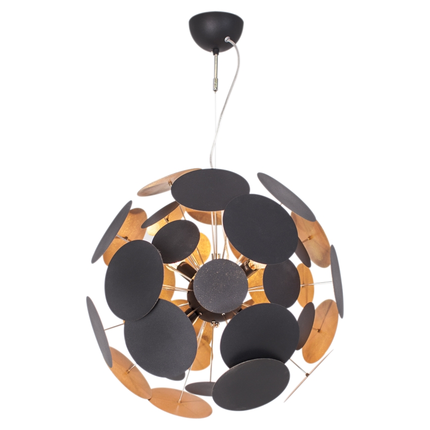 ByRydens - Luster na sajli PLANET 4xE14/5W/230V crna/zlatna pr. 50 cm