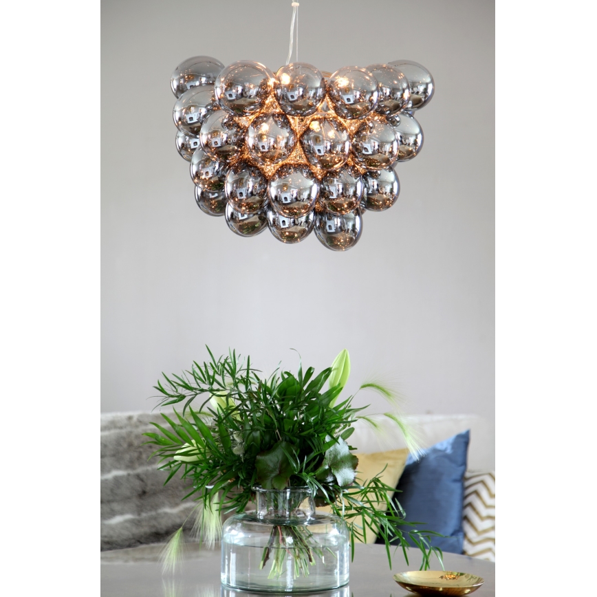 ByRydens - Luster na sajli GROSS 8xG9/4W/230V dimljeno/crna, prečnik 50 cm