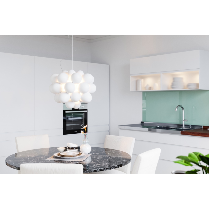ByRydens - Luster na sajli GROSS 8xG9/4W/230V bela prečnik 50 cm