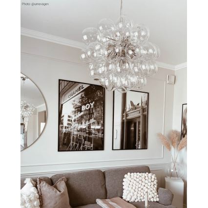 ByRydens - Luster na sajli GROSS 8xG9/4W/230V proziran, prečnik 50 cm
