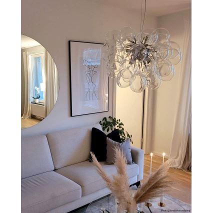 ByRydens - Luster na sajli GROSS 8xG9/4W/230V proziran, prečnik 50 cm
