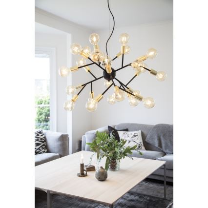 ByRydens - Luster na sajli HEROES 24xE27/5W/230V crni prečnik 80 cm