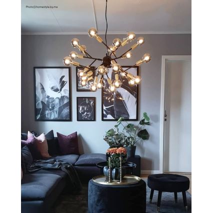 ByRydens - Luster na sajli HEROES 24xE27/5W/230V crni prečnik 80 cm