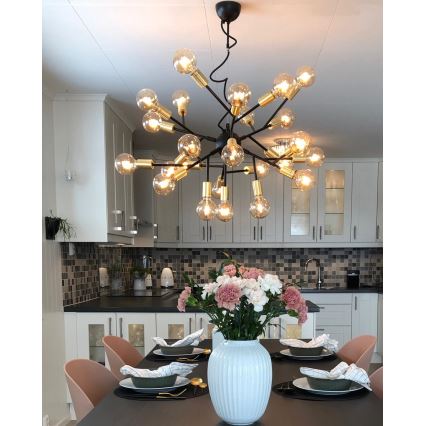 ByRydens - Luster na sajli HEROES 24xE27/5W/230V crni prečnik 80 cm