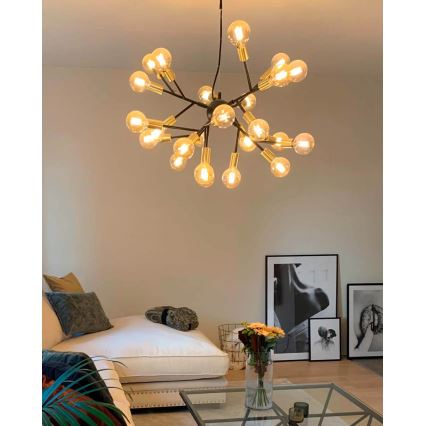 ByRydens - Luster na sajli HEROES 24xE27/5W/230V crni prečnik 80 cm