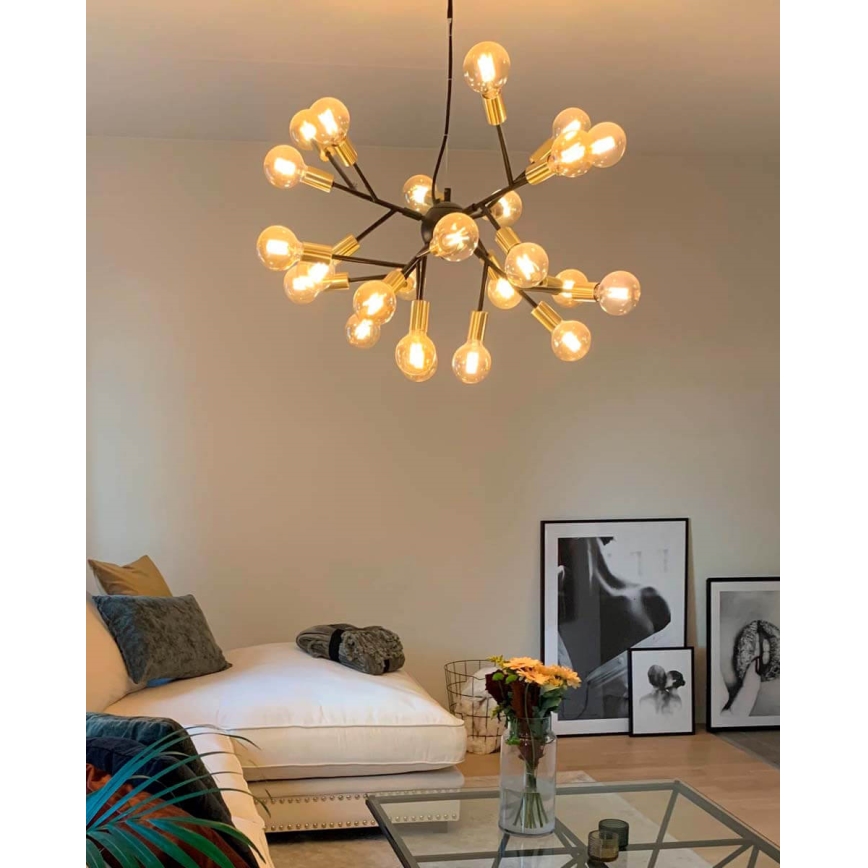 ByRydens - Luster na sajli HEROES 24xE27/5W/230V crni prečnik 80 cm