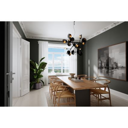 ByRydens - Luster na sajli TURNO 18xG9/4W/230V zlatna/crna prečnik 80 cm