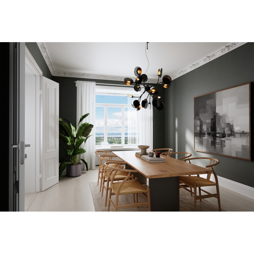 ByRydens - Luster na sajli TURNO 18xG9/4W/230V zlatna/crna prečnik 80 cm
