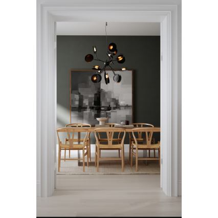 ByRydens - Luster na sajli TURNO 18xG9/4W/230V zlatna/crna prečnik 80 cm