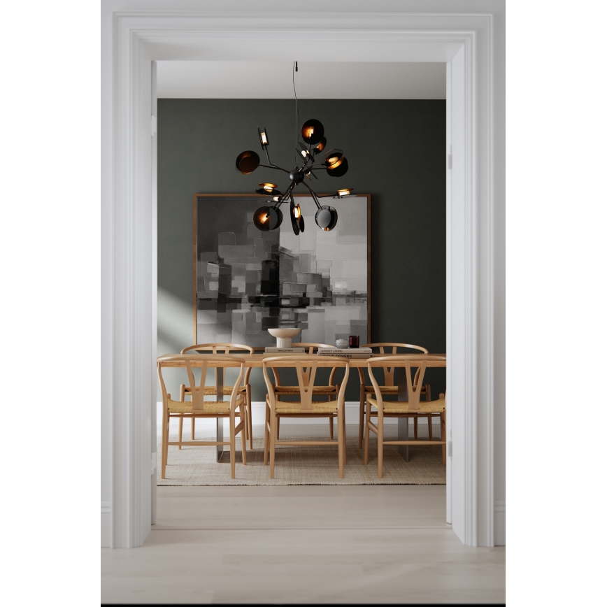 ByRydens - Luster na sajli TURNO 18xG9/4W/230V zlatna/crna prečnik 80 cm