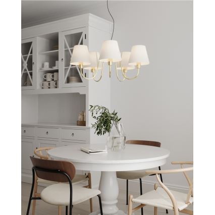 ByRydens - Luster na sajli LYNF 5xE14/8W/230V mesing/bela