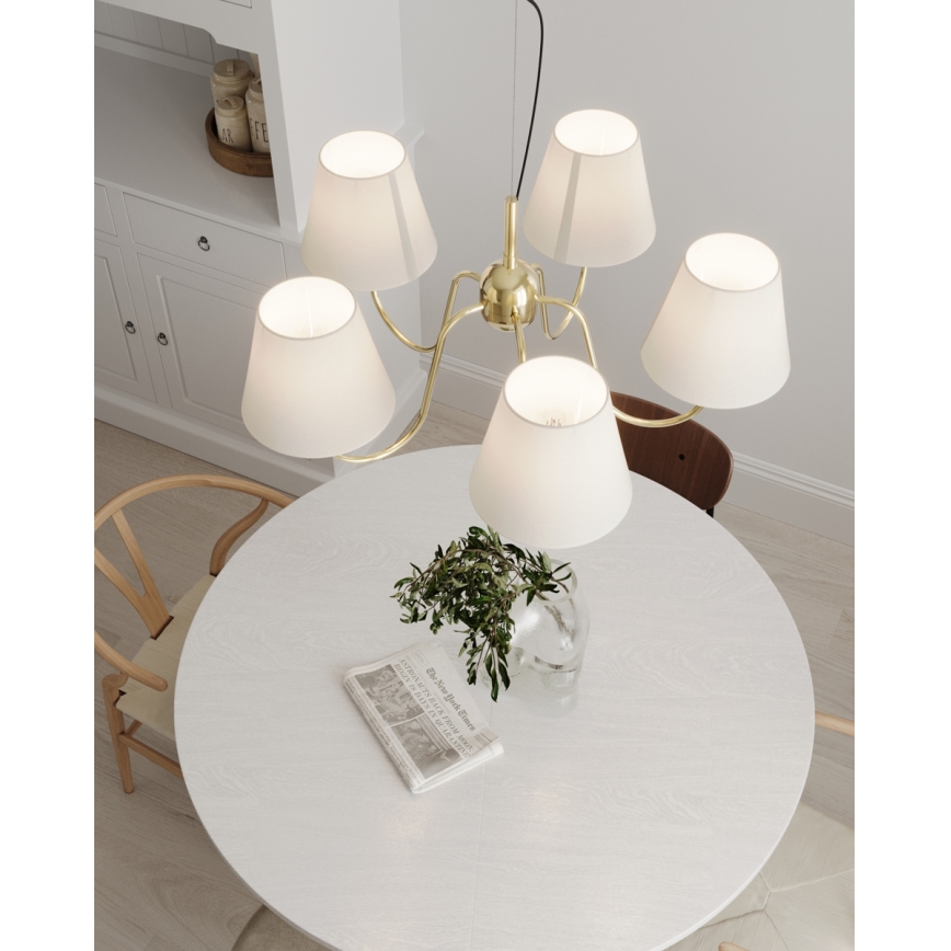 ByRydens - Luster na sajli LYNF 5xE14/8W/230V mesing/bela