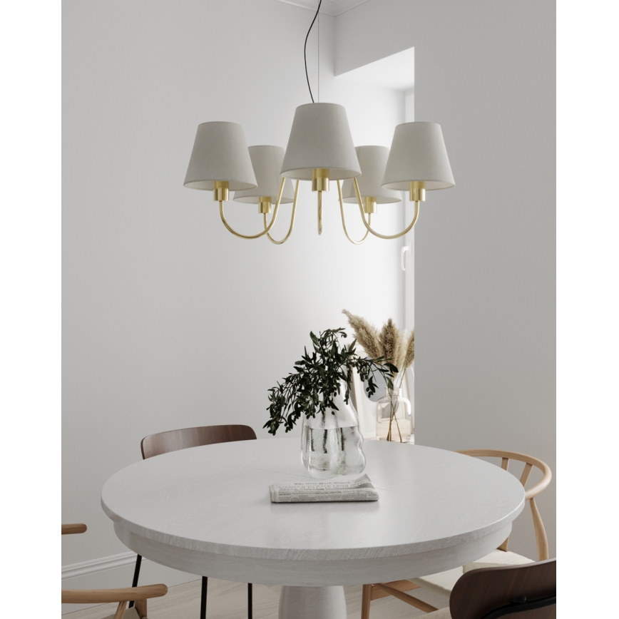 ByRydens - Luster na sajli LYNF 5xE14/8W/230V mesing/bela