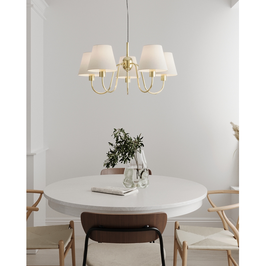 ByRydens - Luster na sajli LYNF 5xE14/8W/230V mesing/bela