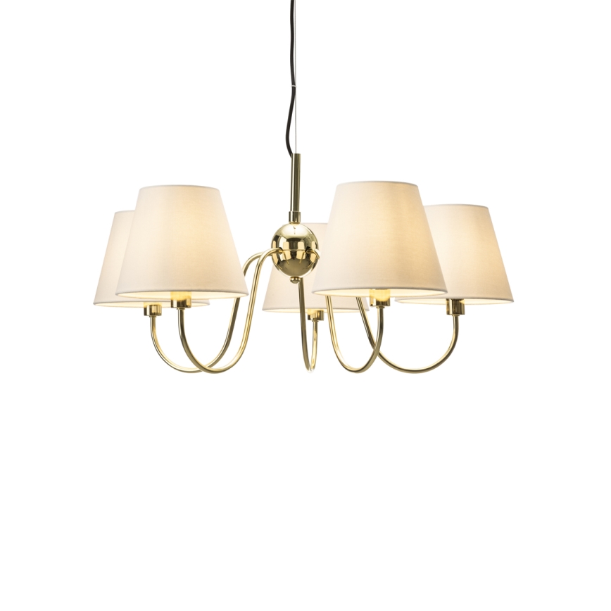 ByRydens - Luster na sajli LYNF 5xE14/8W/230V mesing/bela