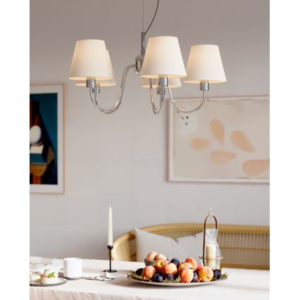 ByRydens - Luster na sajli LYNF 5xE14/8W/230V sjajni hrom/bela