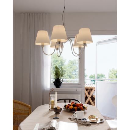 ByRydens - Luster na sajli LYNF 5xE14/8W/230V sjajni hrom/bela