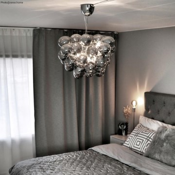 ByRydens - Luster na sajli GROSS 8xG9/4W/230V dimljeno/crna, prečnik 50 cm