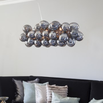 ByRydens - Luster na sajli GROSS BAR 8xG9/5W/230V dimno staklo/crna