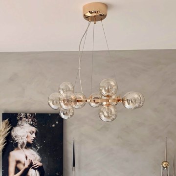 ByRydens - Luster na sajli SPLENDOR 15xG9/5W/230V zadimljeno/braon prečnik 58 cm