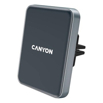 Canyon - Magnetni držač telefona za auto sa funkcijom bežičnog punjenja Qi 5V, četvrtast, crn