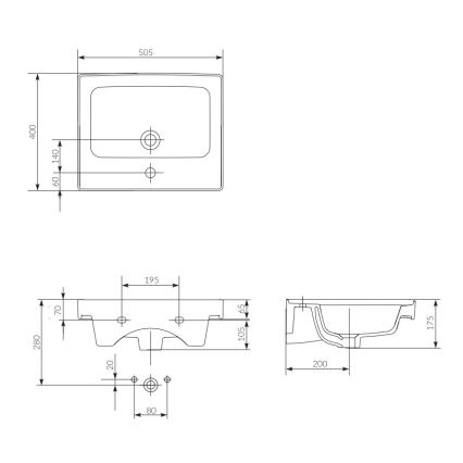 Cersanit K114-005 - Umivaonik na ploču/zidni CREA 40x50,5 cm keramika/sjajna bela