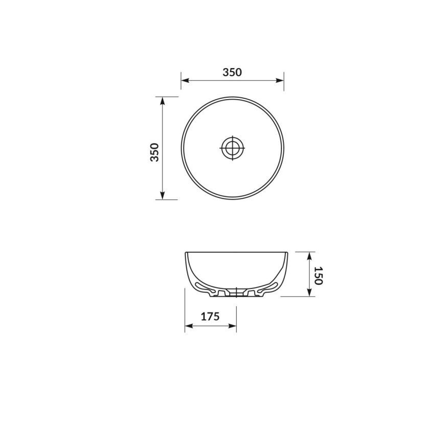 Cersanit K116-047-ECO - Umivaonik za ploču MODUO prečnika 35 cm keramika/sjajna bela