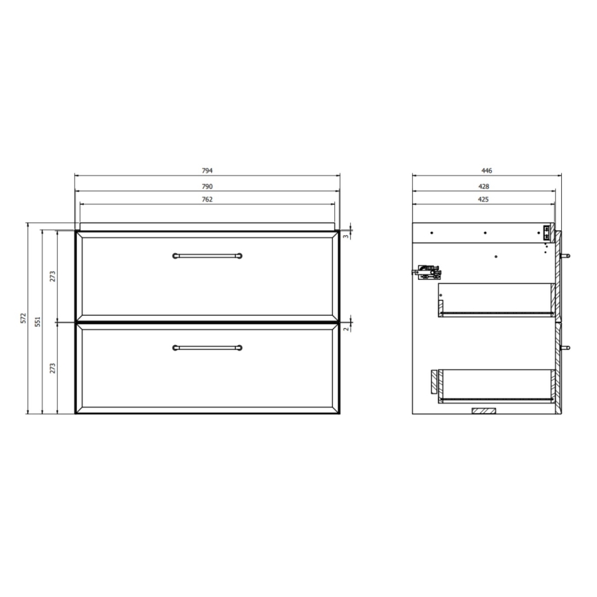 Cersanit S1017-003 - Viseći kupatilski ormarić ispod umivaonika MILLE 80x45 cm crni