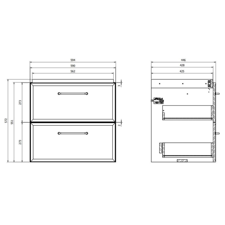 Cersanit S1021-002 - Zidni kupatilski ormarić ispod umivaonika MILLE 60x45 cm crni