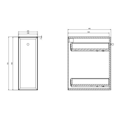 Cersanit S1022-007 - Zidni kupatilski ormarić MILLE 20x45 cm, mat crni