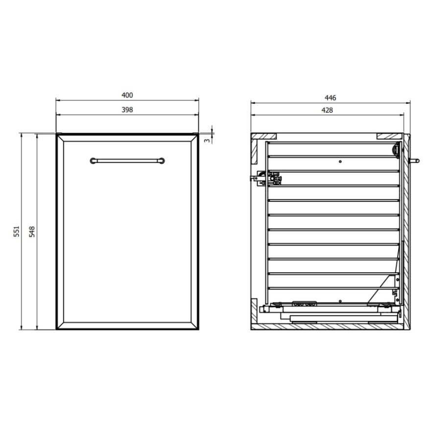 Cersanit S1022-010 - Viseći kupatilski ormarić sa korpom za veš MILLE 40x45 cm mint
