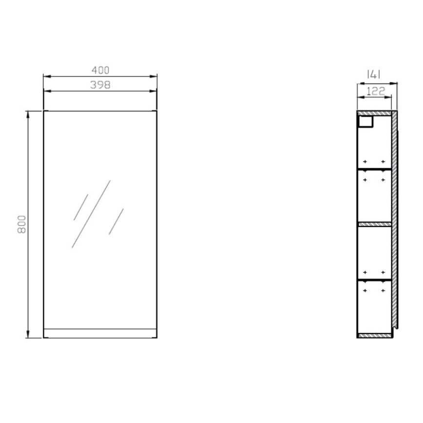 Cersanit S590-030 - Ogledalni kupatilski ormarić MODUO 80x40 cm