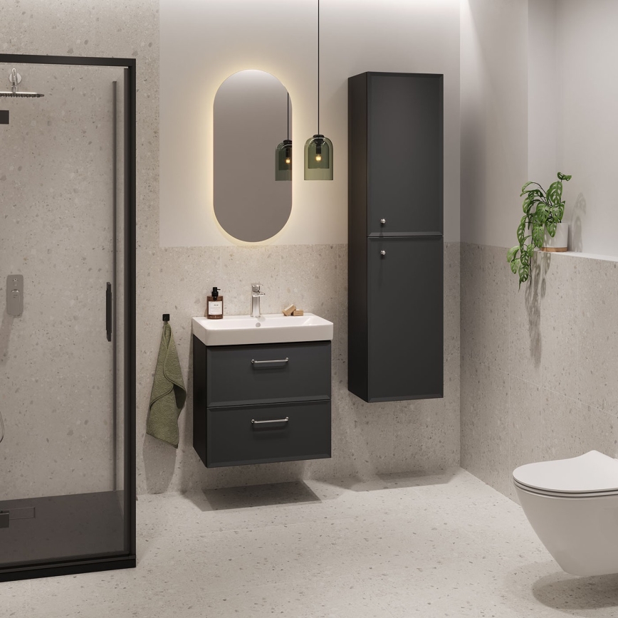 Cersanit S590-100 - Viseći kupatilski ormarić ispod umivaonika MILLE SLIM 60x38 cm crni