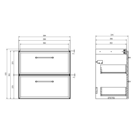 Cersanit S590-100 - Viseći kupatilski ormarić ispod umivaonika MILLE SLIM 60x38 cm crni