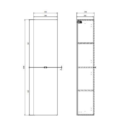 Cersanit S598-049-DSM - Viseći kupatilski ormarić MALIKA 160x40 cm hrast
