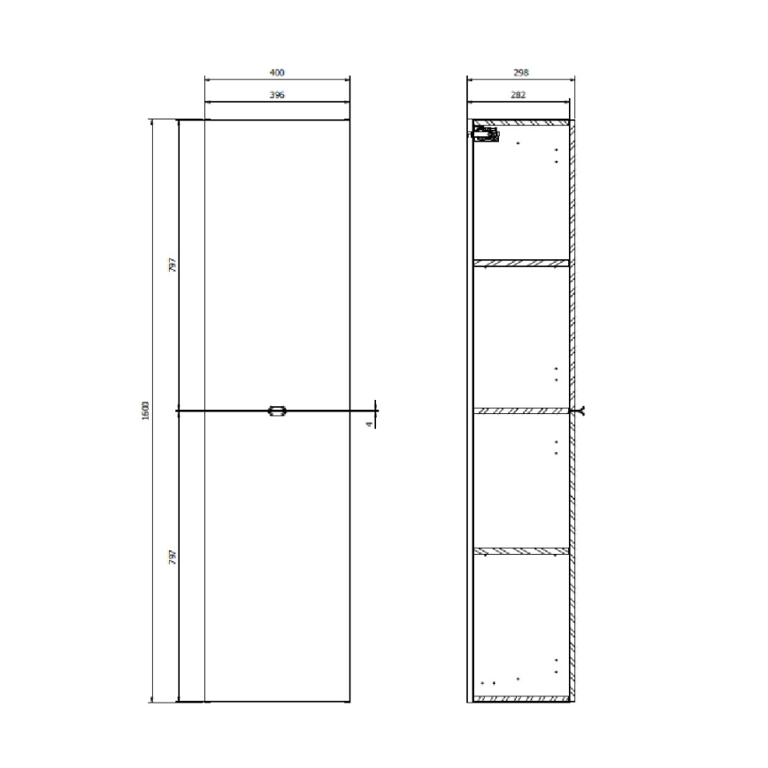 Cersanit S598-049-DSM - Viseći kupatilski ormarić MALIKA 160x40 cm hrast