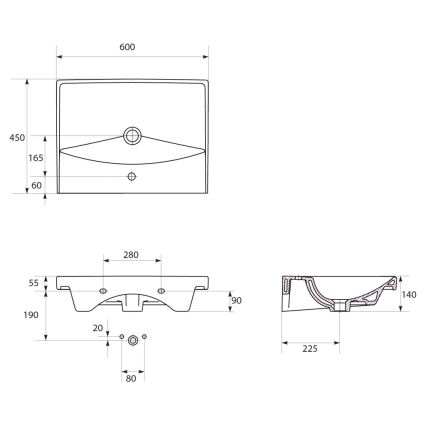 Cersanit S801-142-DSM - Zidni kupatilski ormarić sa umivaonikom LARA CITY 60x45 cm beo