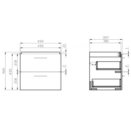 Cersanit S801-153-DSM - Zidni kupatilski ormarić sa umivaonikom LARA COMO 50x40 cm orah