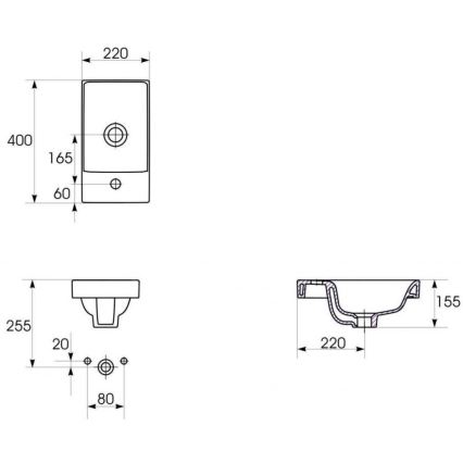 Cersanit S801-218-DSM - Viseći kupatilski ormarić sa umivaonikom MODUO SLIM 40x22 cm sjajna bela