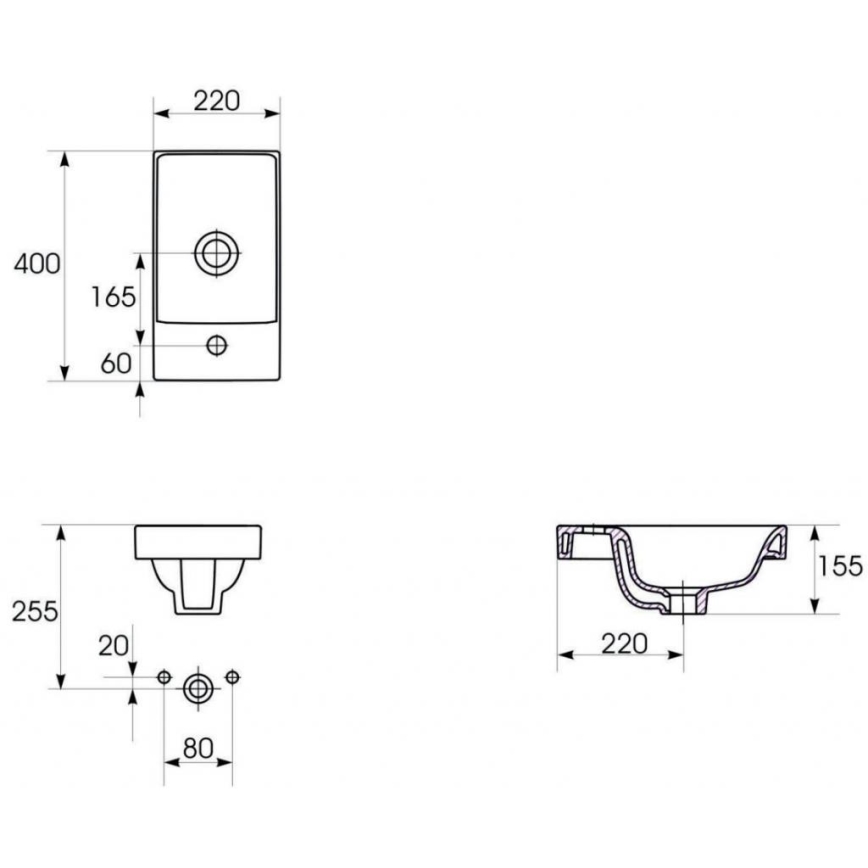 Cersanit S801-218-DSM - Viseći kupatilski ormarić sa umivaonikom MODUO SLIM 40x22 cm sjajna bela