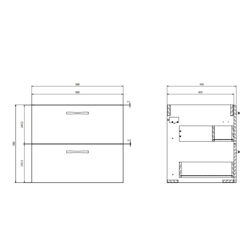 Cersanit S801-309-DSM - Zidni ormarić za kupatilo sa umivaonikom NIKO 60x50x45 cm, beo