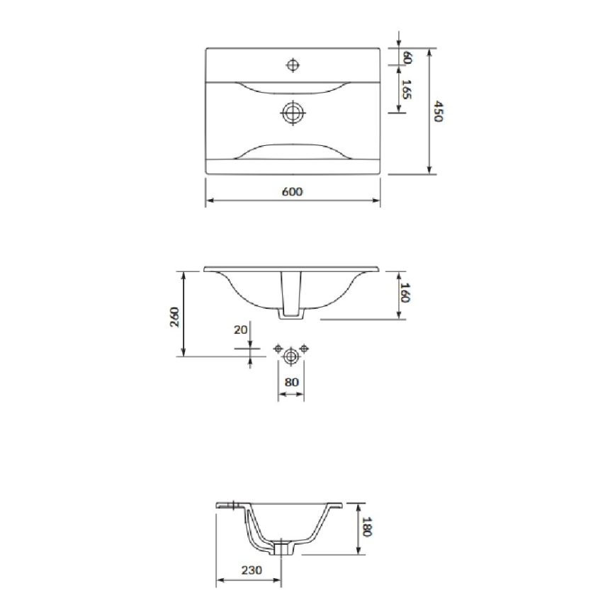 Cersanit S801-457 - Viseći kupatilski ormarić sa umivaonikom NIKO 60x45 cm orah
