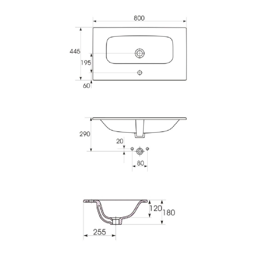 Cersanit S801-538 - Zidni kupatilski ormarić sa umivaonikom NIKO 80x45 cm beo