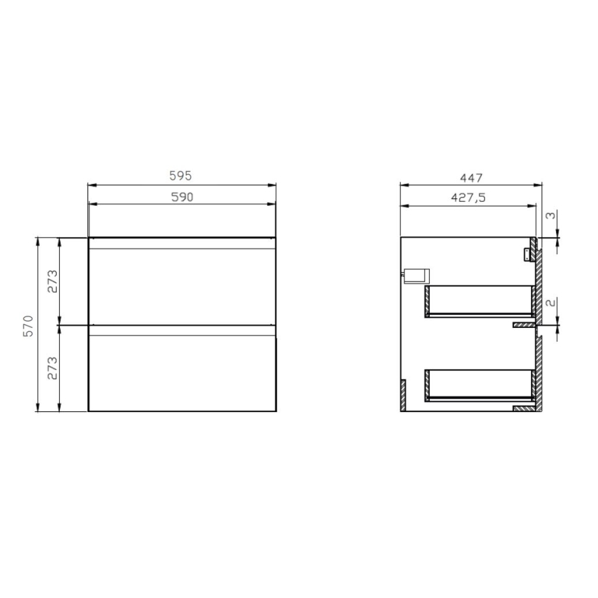 Cersanit S929-010 - Zidni kupatilski ormarić ispod umivaonika MODUO 59,5x44,7 cm sjajna bela