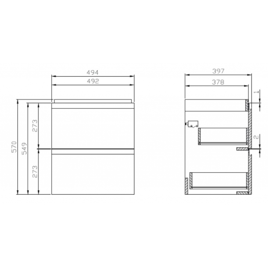 Cersanit S929-012 - Viseći kupatilski ormarić ispod umivaonika MODUO 49,4x39,7 cm u sjajnoj beloj boji