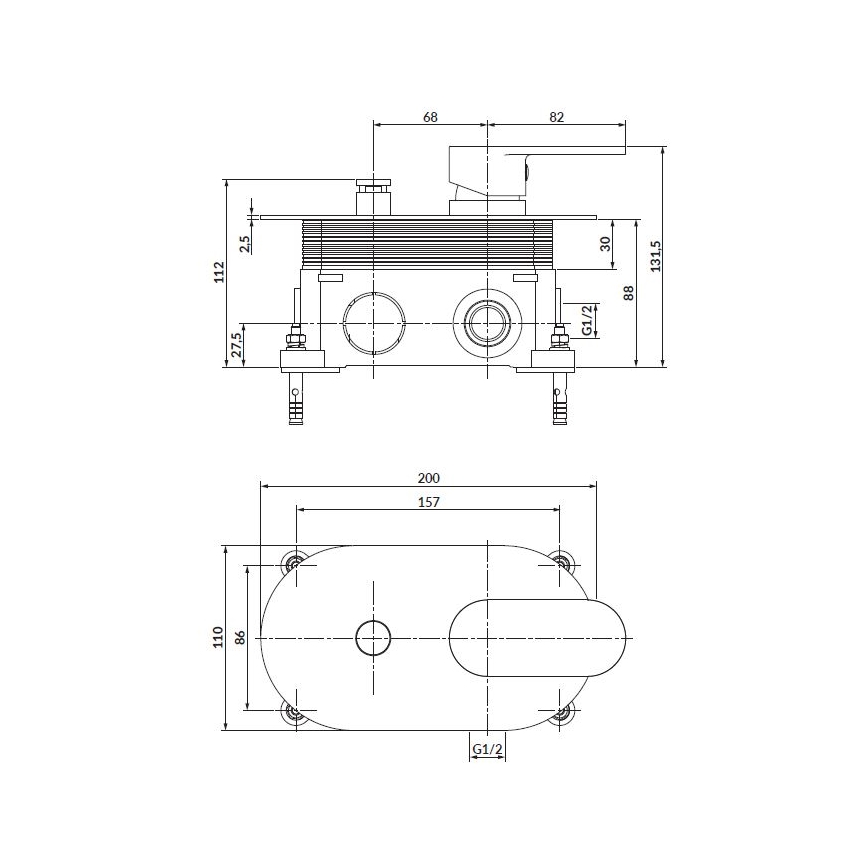 Cersanit S951-305 -Tuš baterija za podžbuknu instalaciju CREA sjajni hrom
