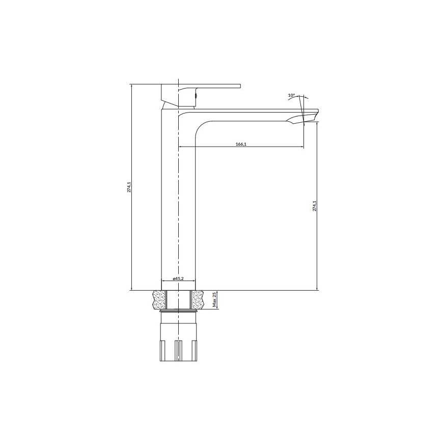 Cersanit S951-329 - Slavina za umivaonik CREA 27,4 cm sjajni hrom