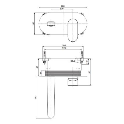 Cersanit S951-333 - Kupaonska baterija za kadu za podžbuknu instalaciju CREA crna