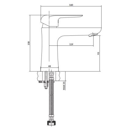 Cersanit S951-359 - Baterija za umivaonik CITY 15 cm, sjajni hrom