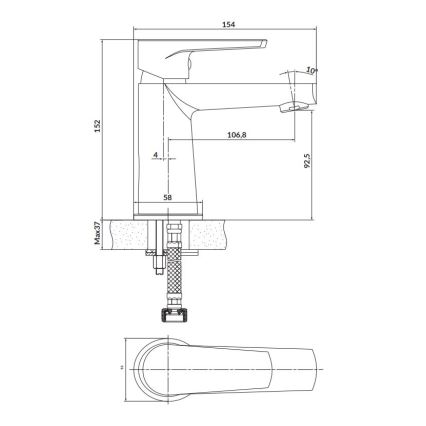 Cersanit S951-362 - Baterija za umivaonik MODUO 15,2 cm sjajni hrom